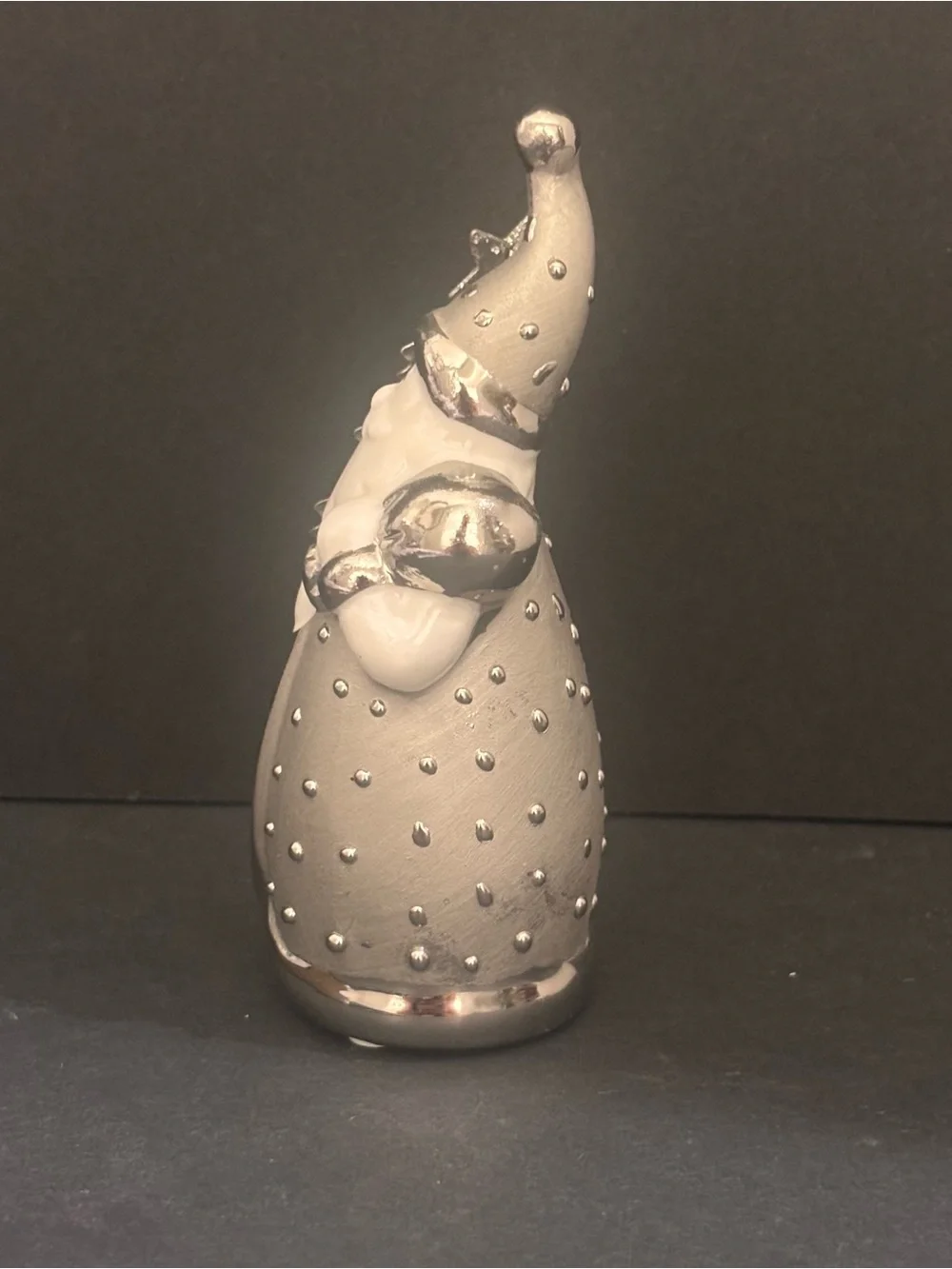 Vintage Pier 1 Santa Pere Noel Ceramic Figurine Original Box Silver White